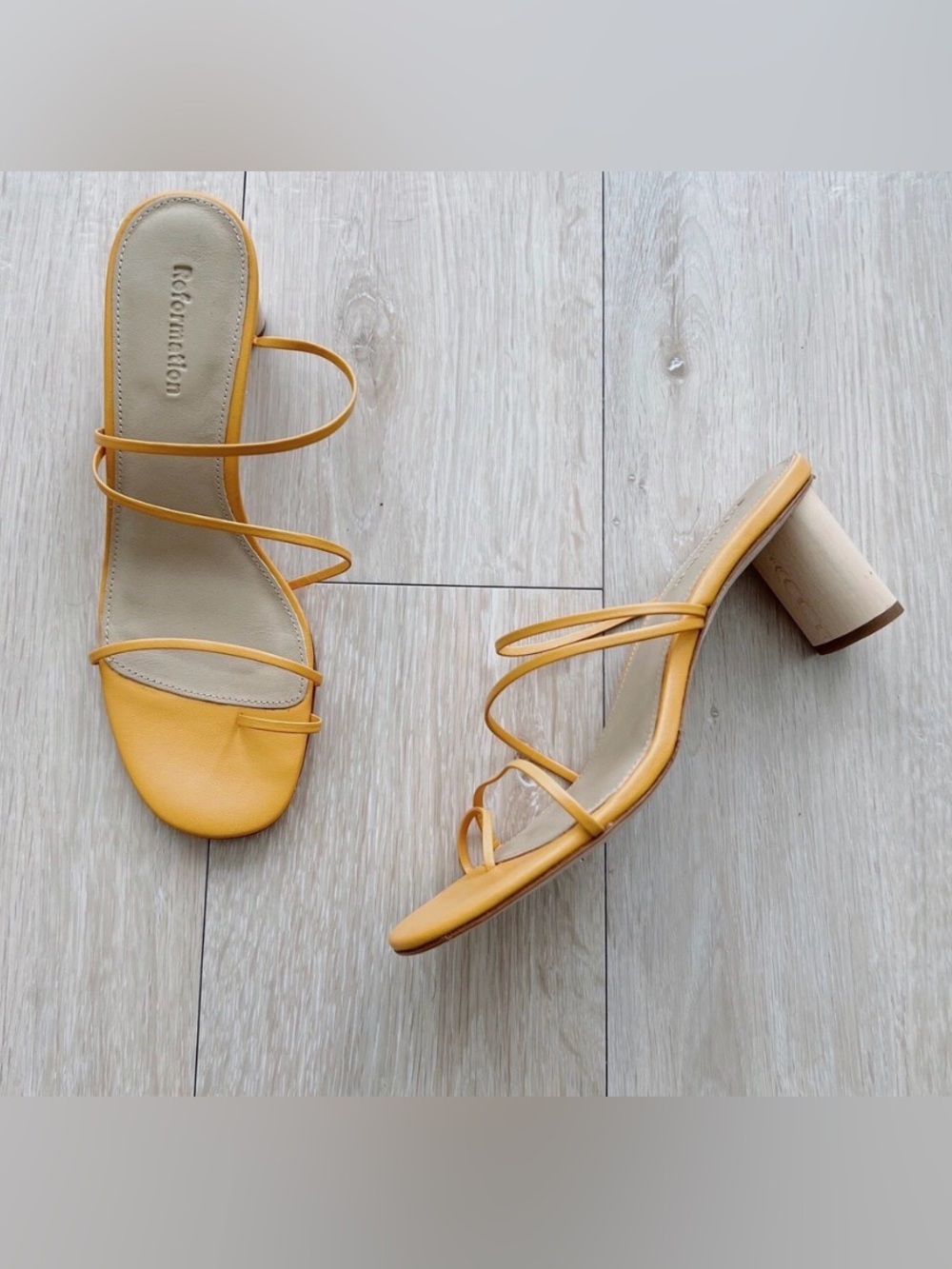 Reformation Rachel Strappy Yellow heels